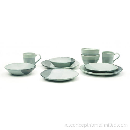 Set Makan Malam Stoneware Glazed Reaktif - Danau